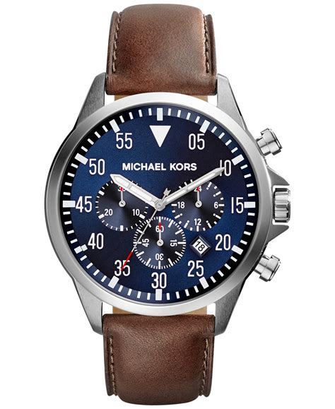 michael kors men's vonn leather watch|Michael Kors leather strap watch.